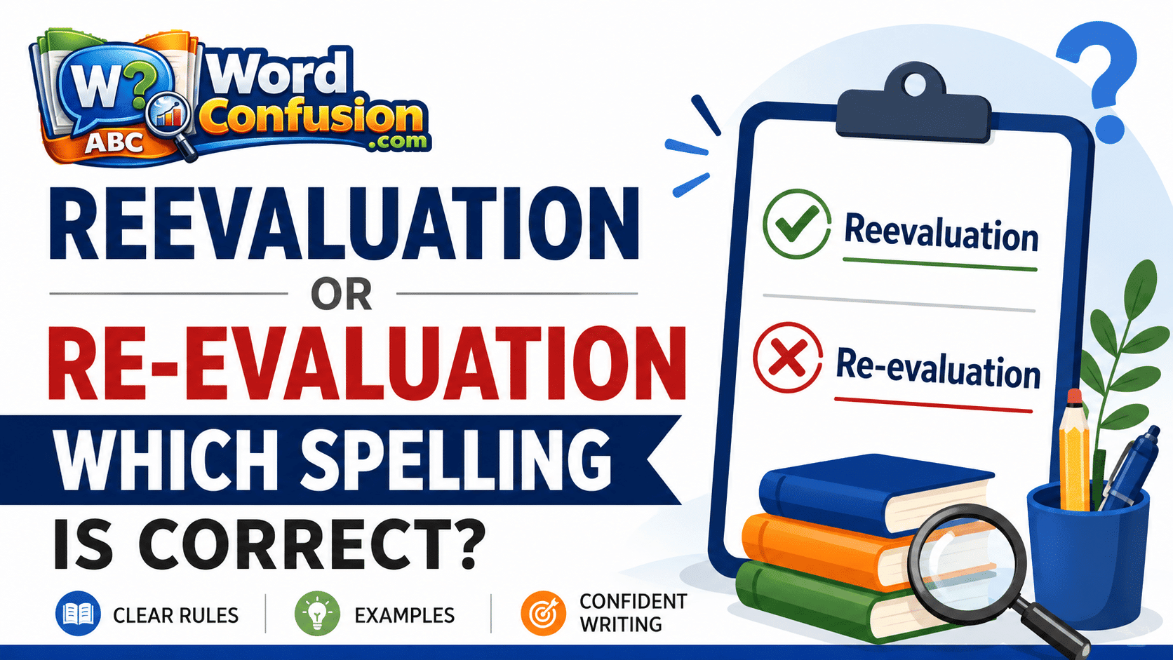 wordconfusion-Reevaluation or Re-evaluation: Which Spelling Is Correct?-Featured image