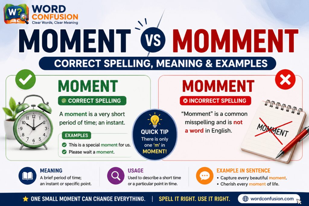 Moment vs Momment: Correct Spelling, Meaning & Examples