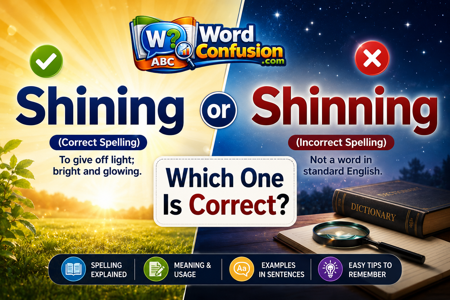 wordconfusion-Shinning or Shining? Which One Is Correct?-Featured image