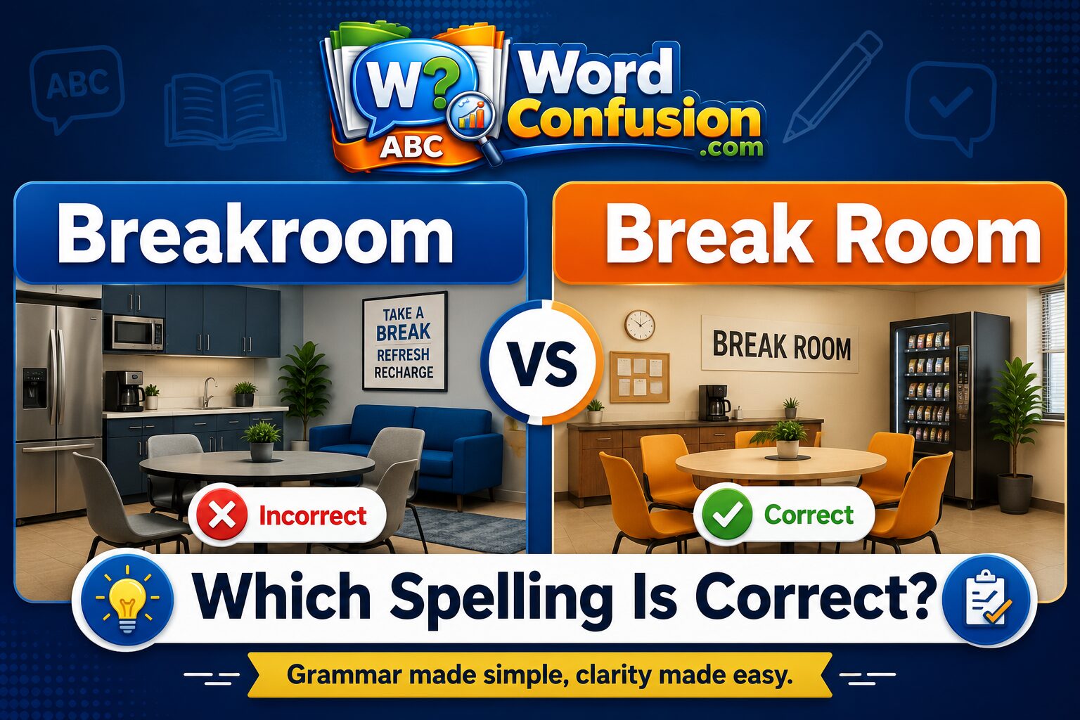 wordconfusion-Breakroom or Break Room: Which Spelling Is Correct?-Featured image