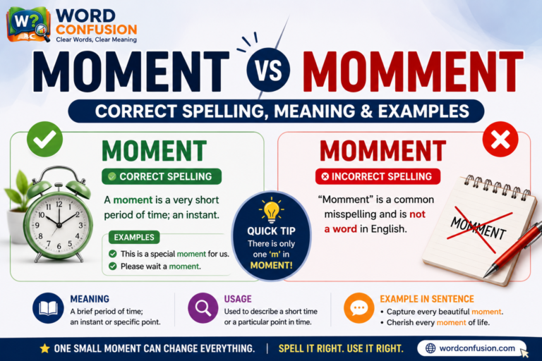 wordconfusion-Moment vs Momment: Correct Spelling, Meaning & Examples-Featured image